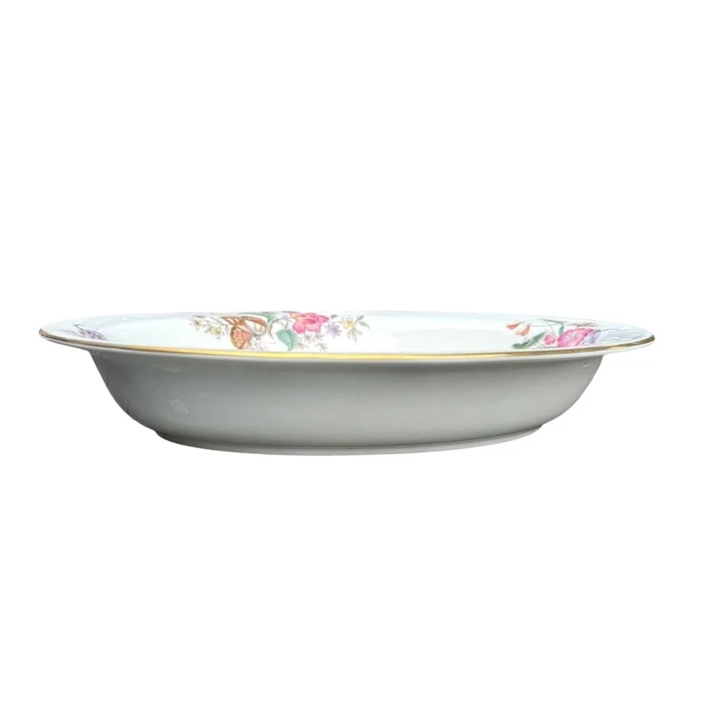 Wedgwood Charnwood Bone China Oval Vegetable Bowl Floral Butterfly Gold‎ Rim 10